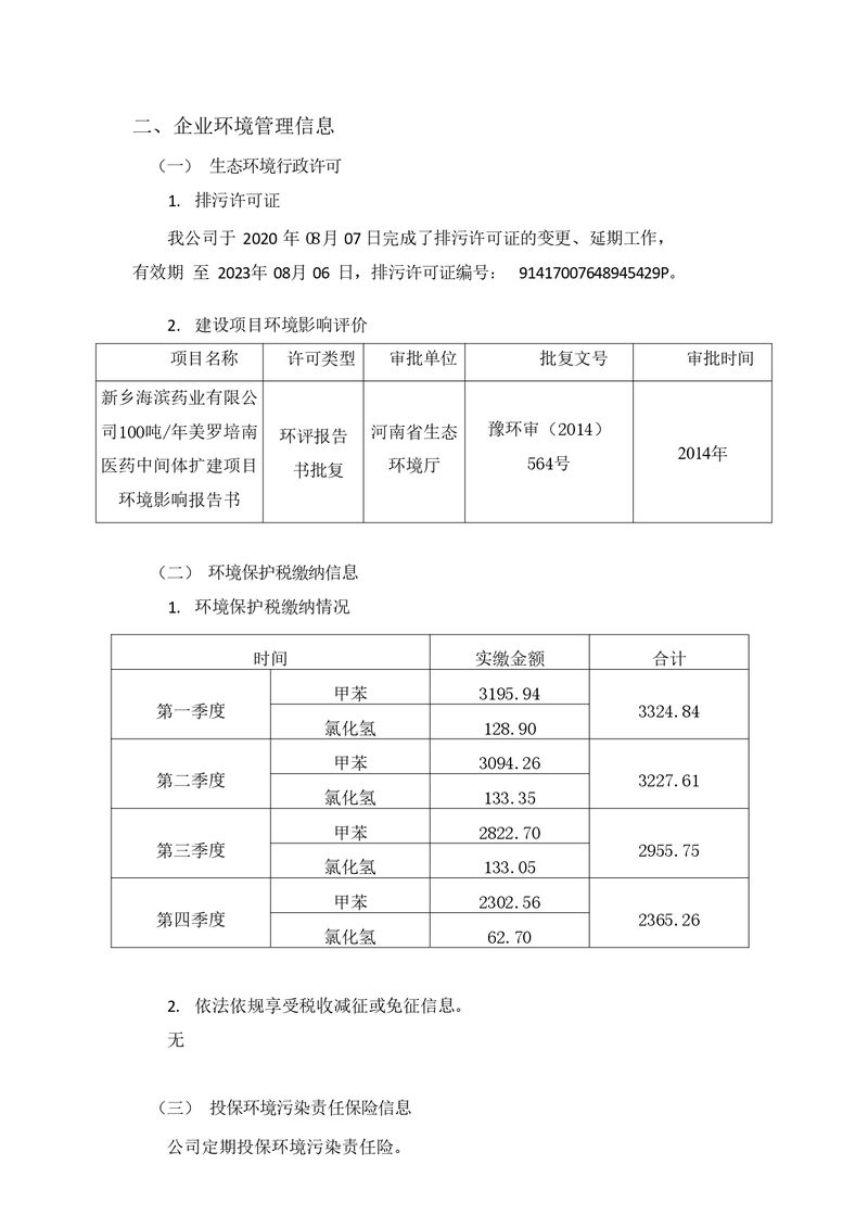 2021年新乡海滨药业有限公司环境信息披露年度报告_page-0004